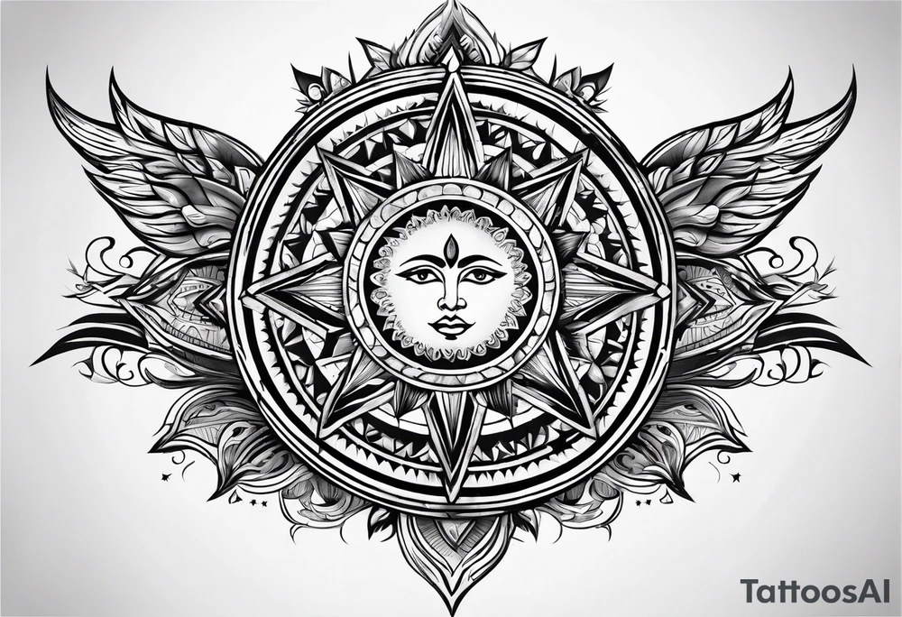 3 stars and a sun tattoo idea