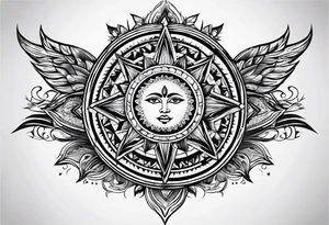 3 stars and a sun tattoo idea