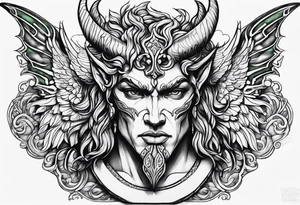 Greek devil and green angel tattoo idea