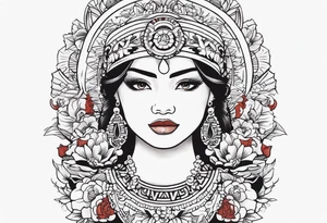 Mexican culture that converts to Japanese culture in a sleeve format tattoo idea