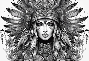black kali, goddess pirate, alien, pachamama, valkrye, warrior, skull, lotus azul, wing, eagle, zenza resonance, stars, 5D tattoo idea