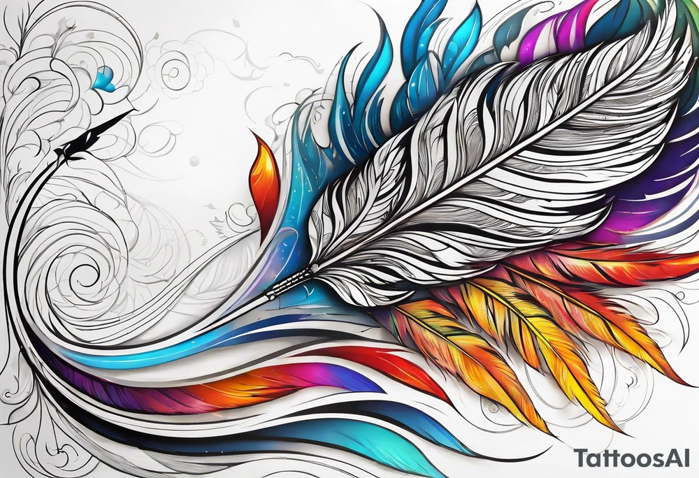 Phoenix feather with lumos written in cursive tattoo idea