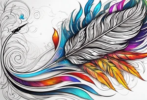 Phoenix feather with lumos written in cursive tattoo idea
