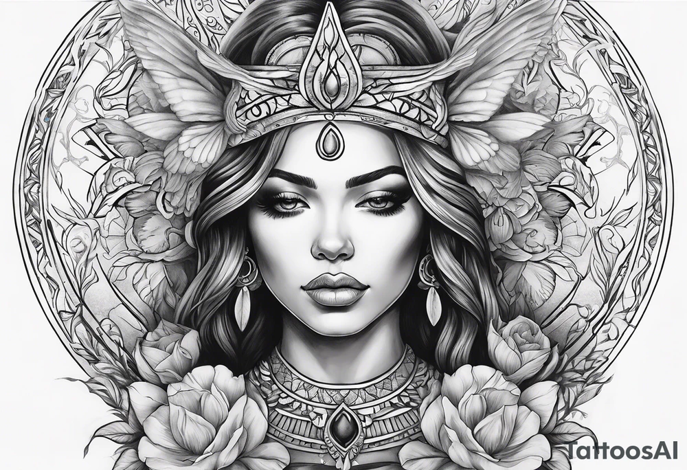 Resurrection Beautiful woman rising from her dead self to inner peace and self-love tattoo idea