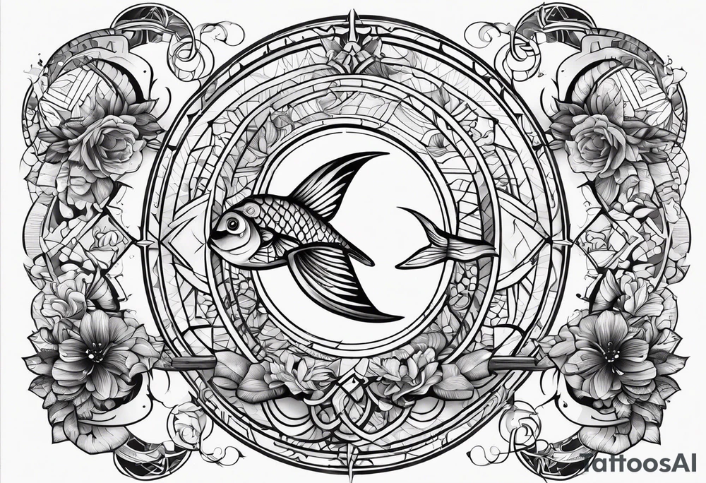 Pisces symbols in a line tattoo idea