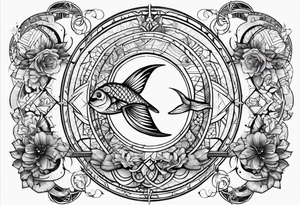 Pisces symbols in a line tattoo idea