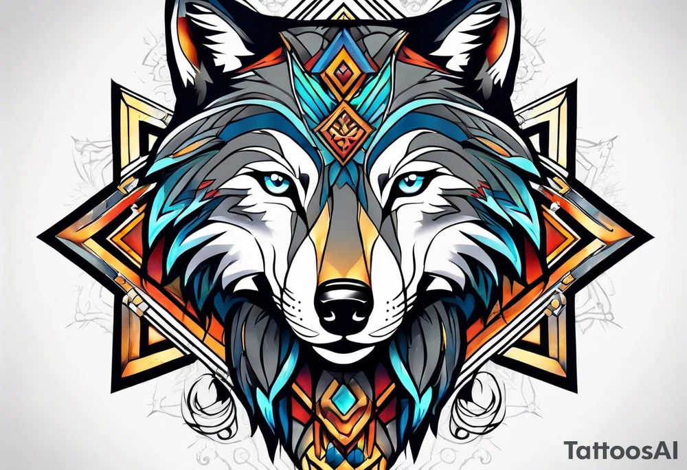 A wolf face tattoo idea