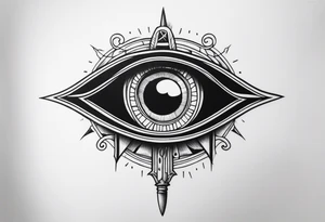 Band tool eye on elbow tattoo idea