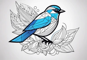 Geometric Black and white blue bird outline with no color tattoo idea