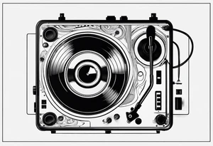 Recordplayer fineline minimalistic from above outline only tattoo idea