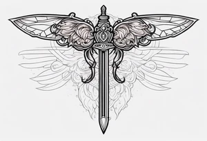 Sword going in to cicada sleeve tattoo idea