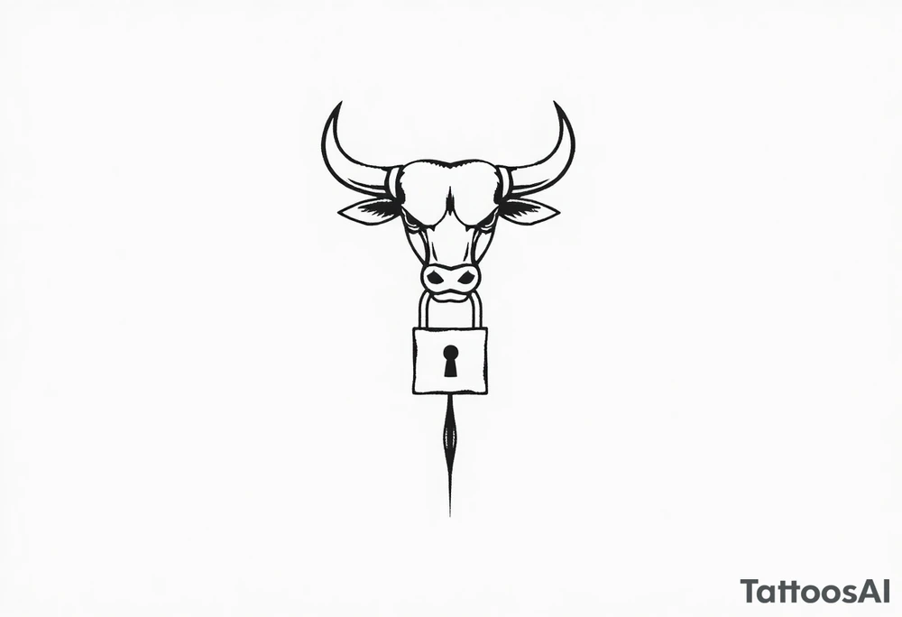 Bull symbol with lock symbol tattoo idea