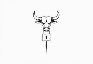 Bull symbol with lock symbol tattoo idea