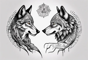 two wolves dancing tattoo idea