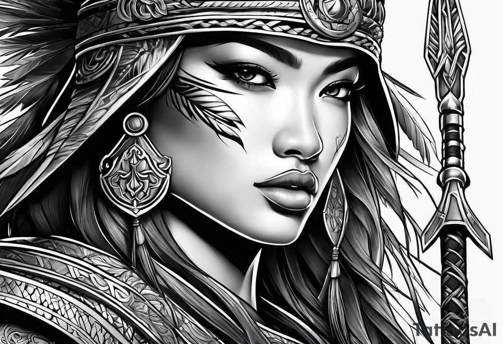 Ilocano warrior pretty face sword arrows alibaba tattoo idea