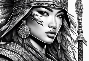 Ilocano warrior pretty face sword arrows alibaba tattoo idea