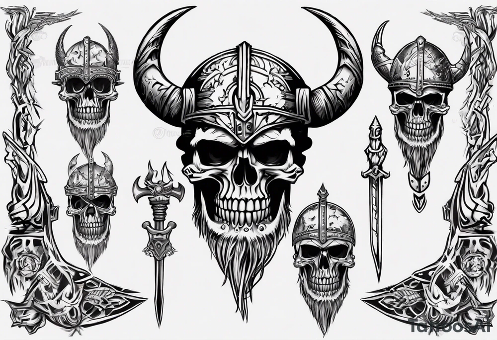 i want a tattoo of a big viking skeleton head tattoo idea