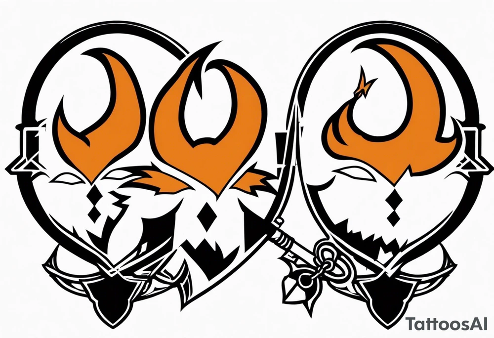 Renard sur un fond boussole. Il faut une clé ( style keyblade dans kingdom hearts. Tatouage sur l'avant bras tattoo idea