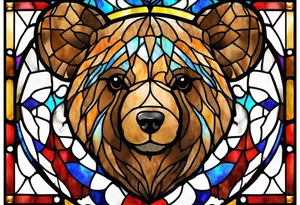 Teddy bear stained glass tattoo idea