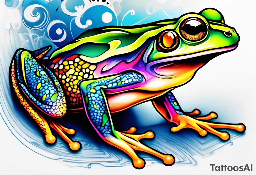 a trippy psychedelic frog tattoo idea