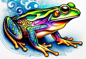 a trippy psychedelic frog tattoo idea
