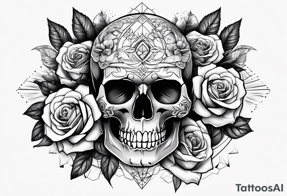 skull and roses tattoo idea