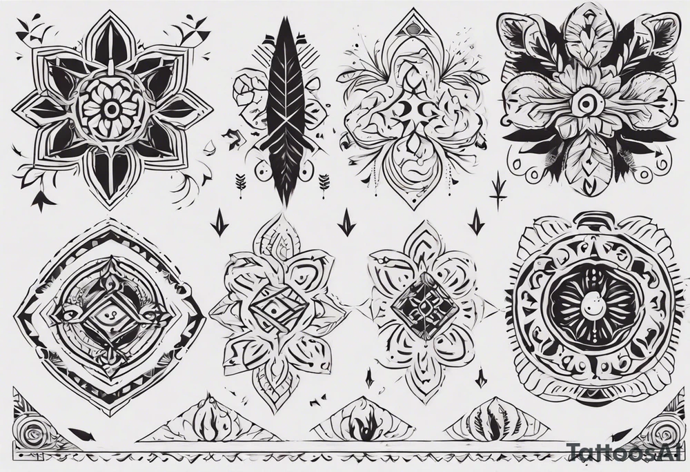 Minimalist Ornemental traditional henne indie tattoo idea