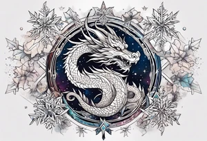 Constellation, dragon,snowflake tattoo idea