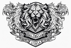 Valhalla sword shield lion dragon tattoo idea