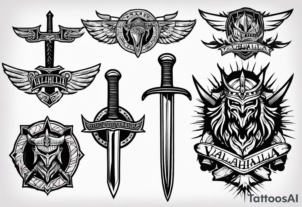 Valhalla  warrior soldier  Sword tattoo idea