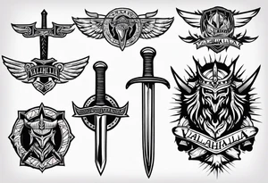 Valhalla  warrior soldier  Sword tattoo idea