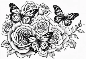 Butterflies flying with roses & filligree tattoo idea
