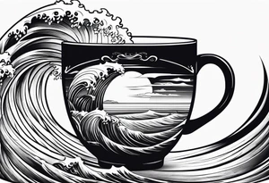 Coffee cup with beach wave tattoo idea
