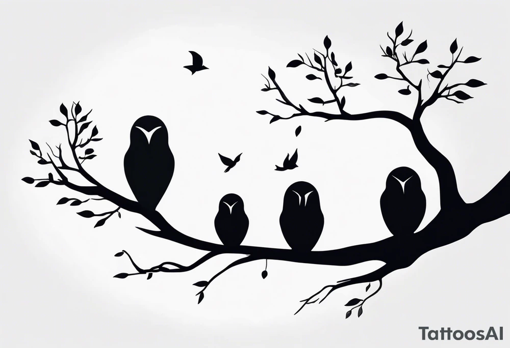 faceless, dark creatures sitting on a branch of a tree tattoo idea