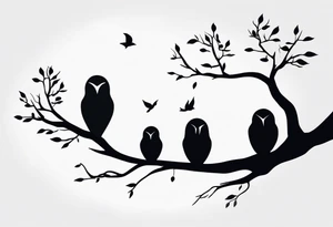 faceless, dark creatures sitting on a branch of a tree tattoo idea