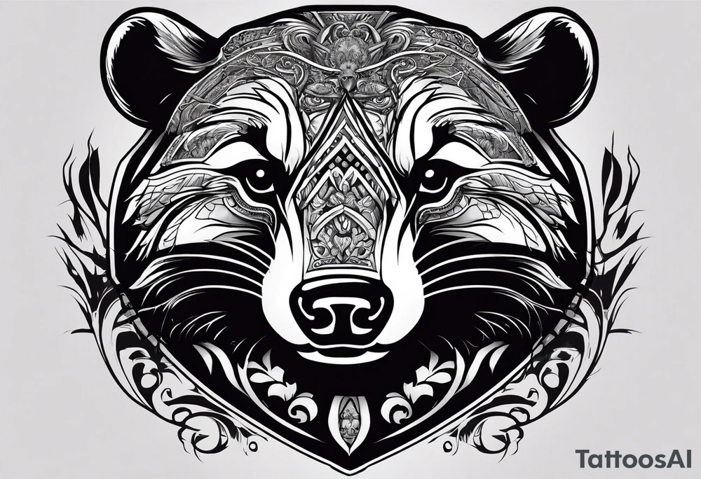 Draw me hunting badger with aggressive full body, killer face with a smile, very long nails and he attacks like a bloody gladiator to enemy and also, he has very deadly looking. The only weapon is his braveness he fights with his nails. Everybody scares after their first sight. And horror type Badger this is. tattoo idea