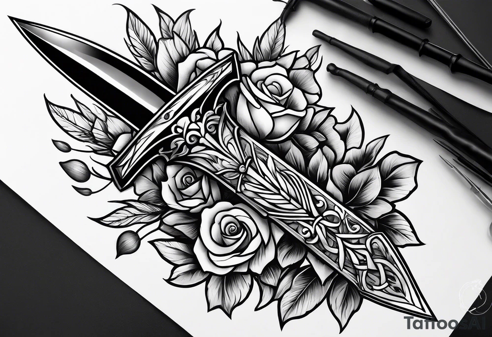 feminine dagger tattoo idea