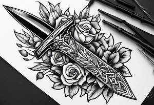 feminine dagger tattoo idea