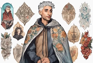 Tan France wearing a medieval cloak tattoo idea