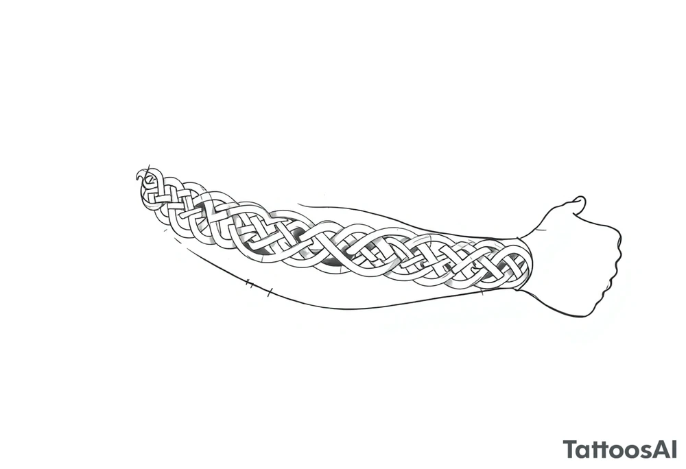 Celtic tribal pattern
and bands black and white shading full sleeve simple tattoo idea