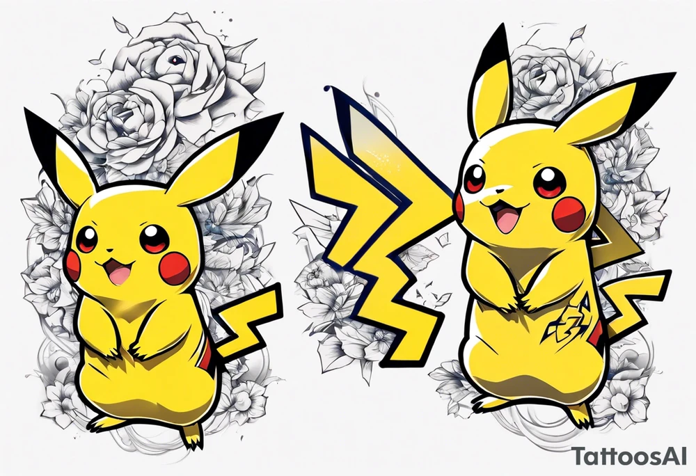 Pikachu from pokémon, elegant and colorful for arm tattoo tattoo idea