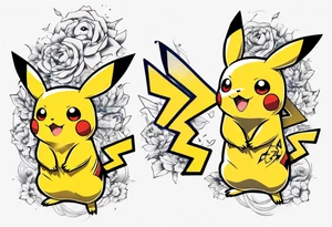 Pikachu from pokémon, elegant and colorful for arm tattoo tattoo idea