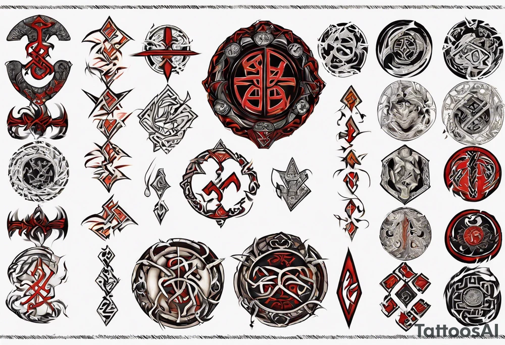 Nórdic runes Style yakuza tattoo idea