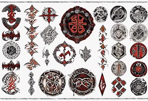 Nórdic runes Style yakuza tattoo idea