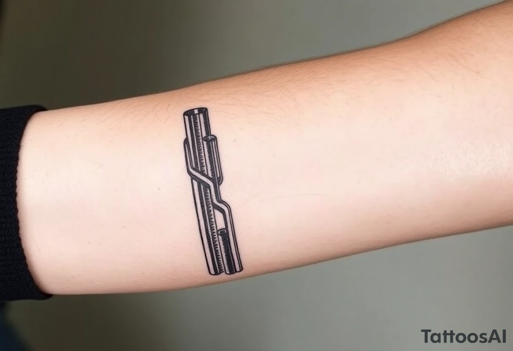 vertical System of thin pipes that transitions gradually from the end into thick, widespread veins of forearm tattoo idea