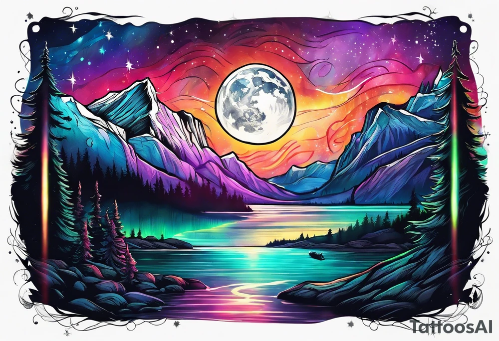 Northern lights with pennywise tattoo idea