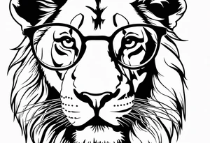 Lion wearing John Lennons glasses tattoo idea