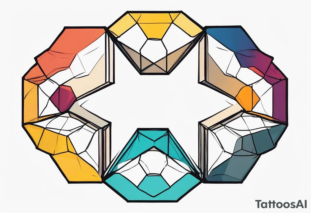 Draw a circular ring of twelve small hexagons tattoo idea