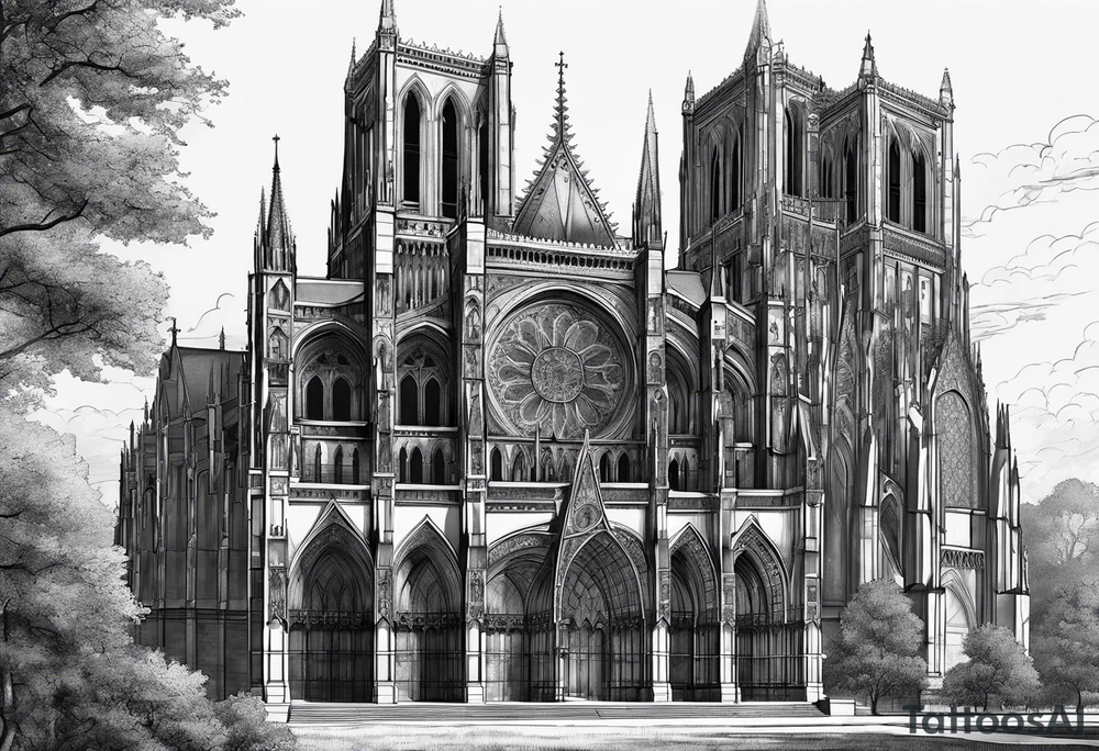 gothic cathedral with Charlemagne tattoo idea