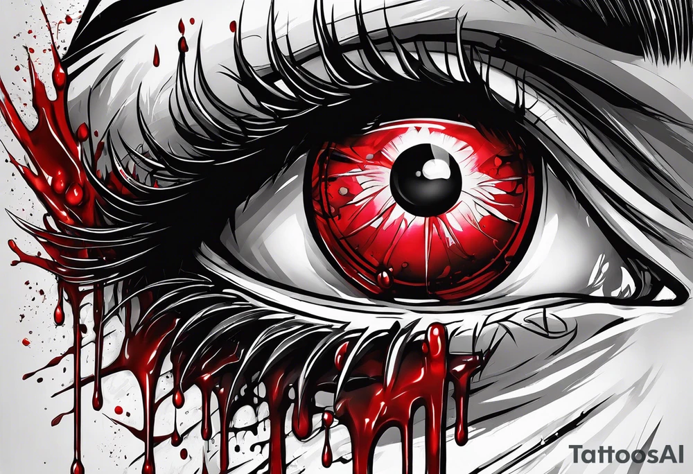 Bleeding tears flow from Alucard's eye in Hellsing tattoo tattoo idea
